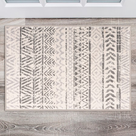 World Rug Gallery Geometric Boho Area Rug 2' x 3' Gray MON843GRAY2X3